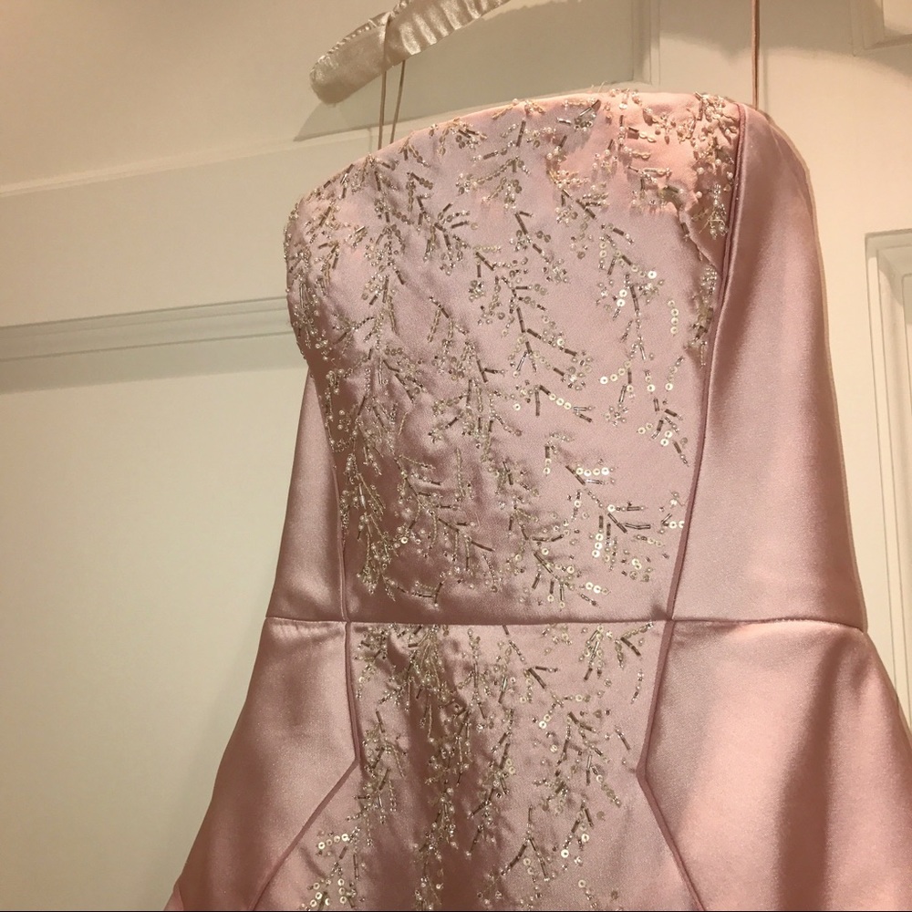 SOLD! $6800 J Mendel Midi Dress Pink Gown Beaded 2 - Picture 4 of 8